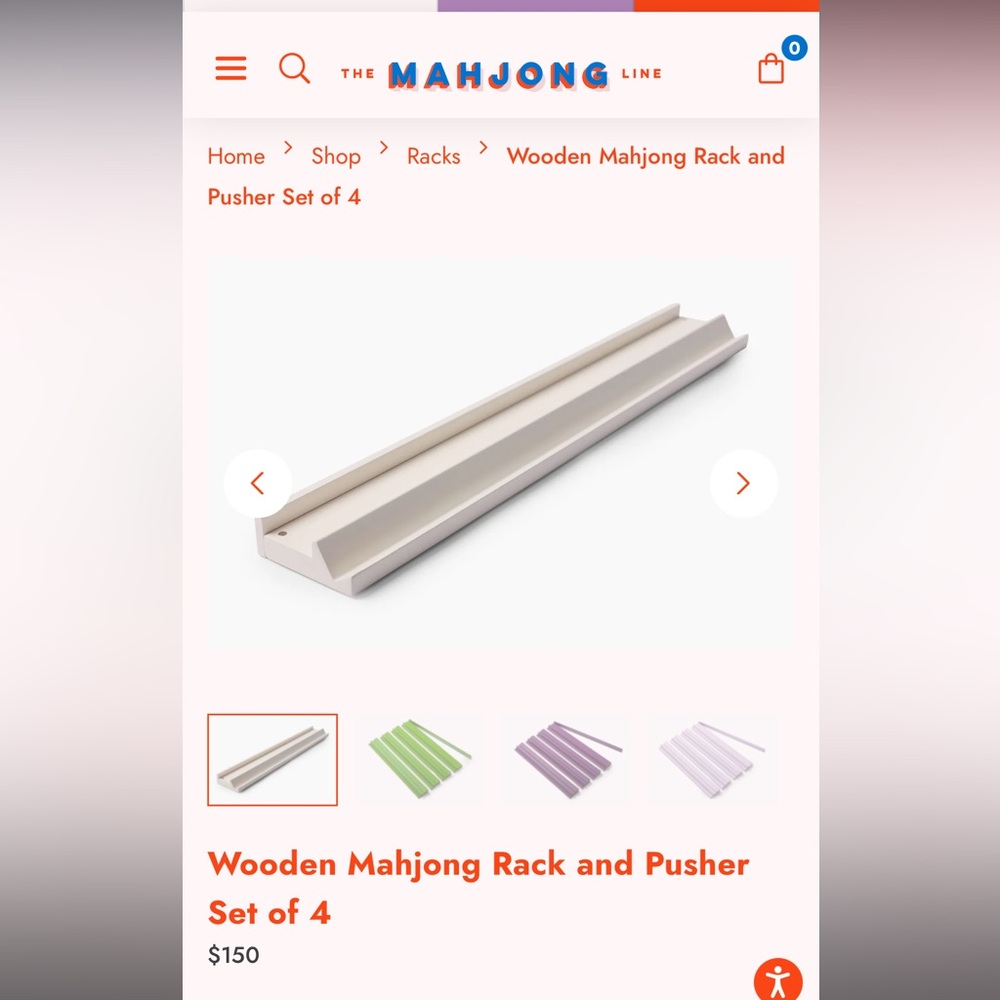 Wooden Mahjong Rack and Magnetic Pusher The Mahjong Line White Brand New